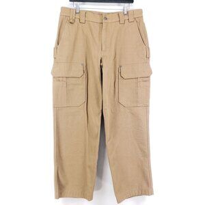 Duluth Trading Mens 36x30 Cargo Pants Brown High-Rise Cotton Twill With Pockets